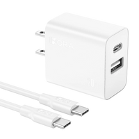 1Hora Fast Charger Type-C & USB-A Ports 20W with 1m Type-C to Type-C Gar 162
