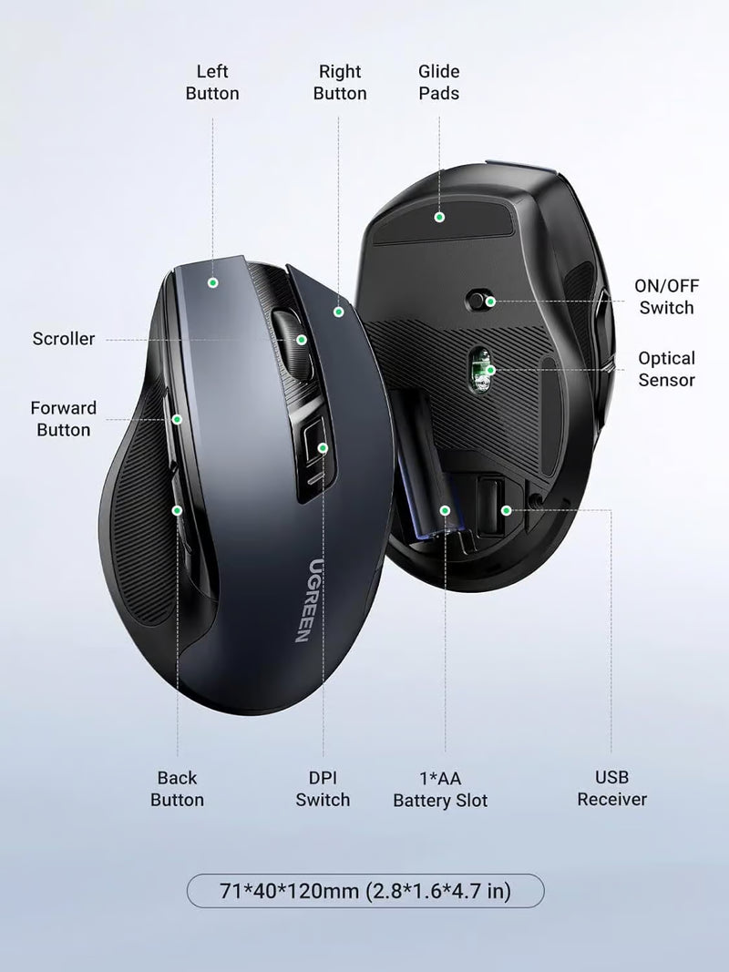 UGREEN Wireless Mouse 2.4G with USB Receiver – 90855