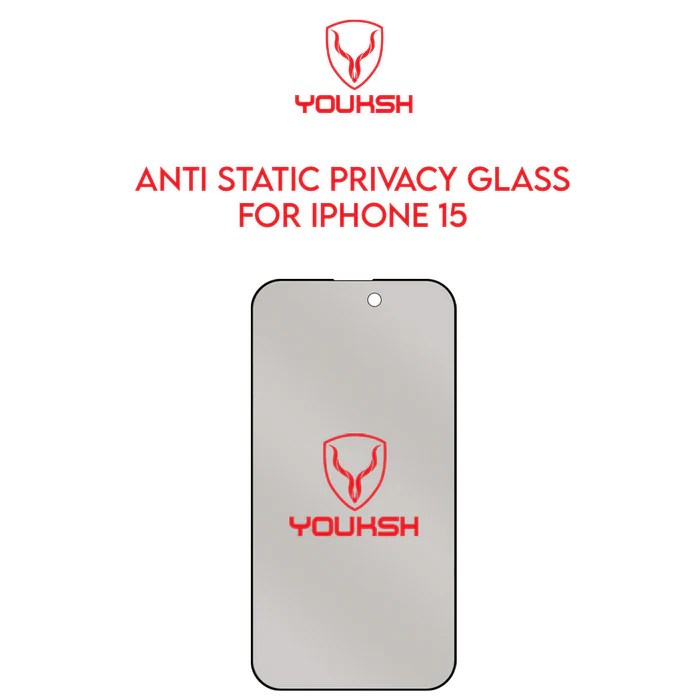 YOUKSH iPhone 15 (6.1) Privacy Glass Protector