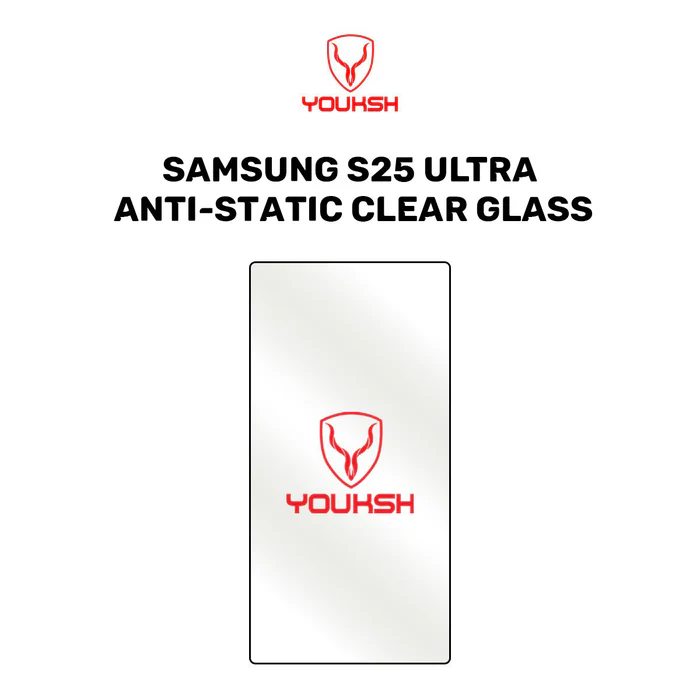 Youksh Samsung Galaxy S25 Ultra Anti-Static Clear Tempered Glass Screen Protector