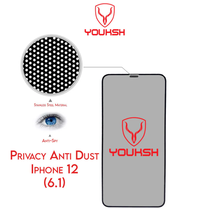 Youksh iPhone 12 Privacy Anti-Dust Glass Protector