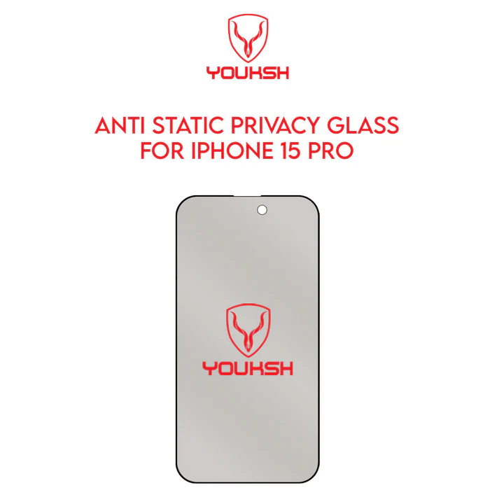 Youksh iPhone 15 Pro (6.1) Privacy Glass Protector