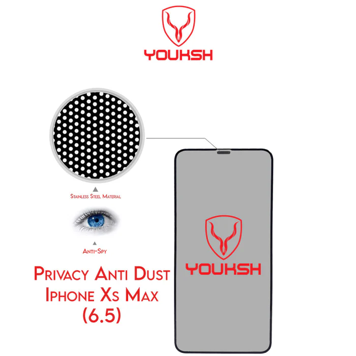 Youksh iPhone Xs Max Privacy Anti-Dust Glass Protector