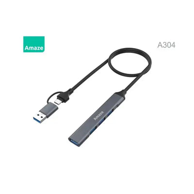 Amaze A304 Usb 3.0 + Type C to 4-Port USB 3.0 Hub – Black