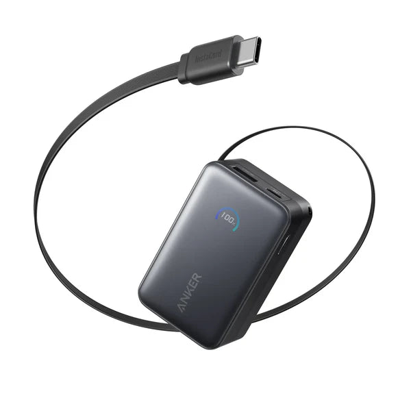 Anker Nano PowerBank 10000mAh 45W with Built-In Retractable USB-C Cable – A1638