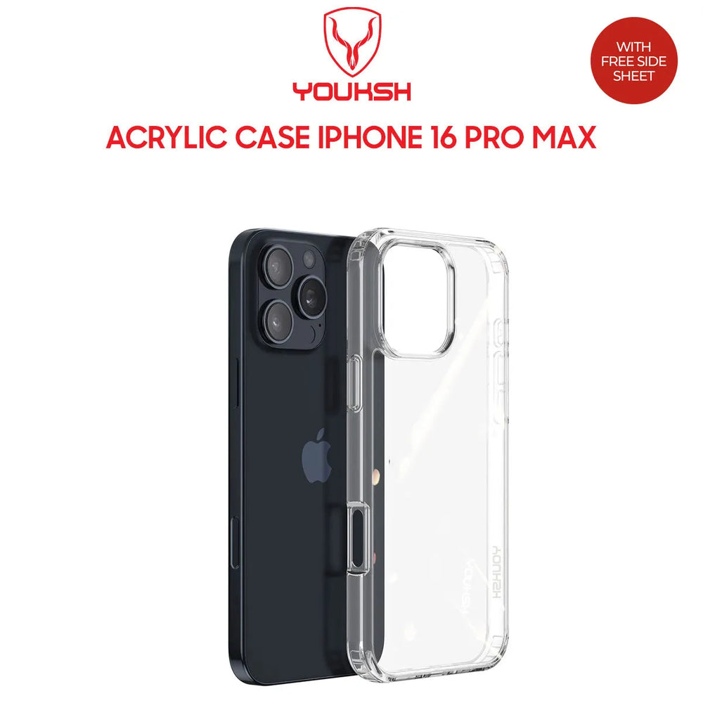 Youksh iPhone 16 Pro Max Clear Acrylic Protective Case