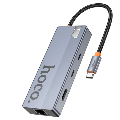 HOCO HB52 Wow 8-in-1 Type-C Multifunction Hub with 4K HDMI, LAN & USB 3.0