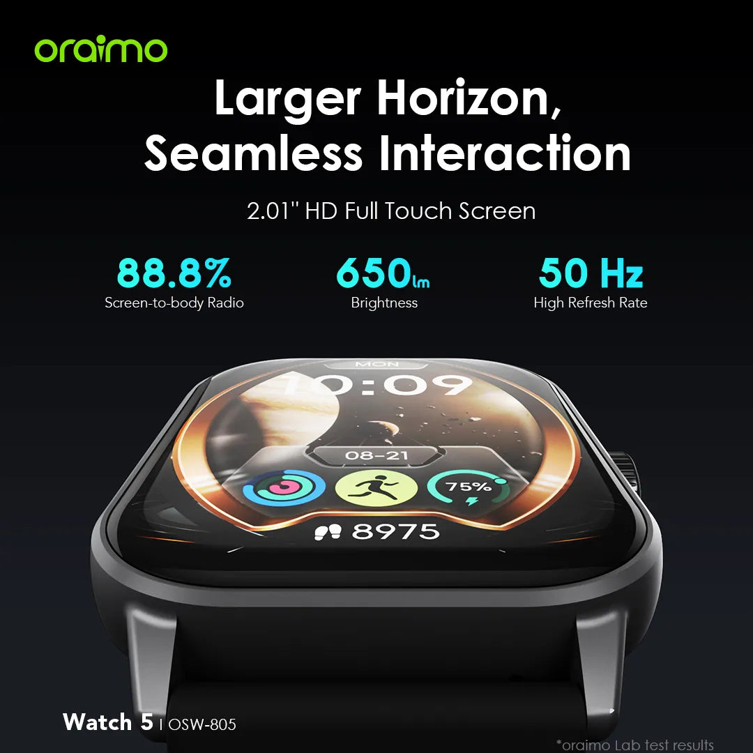Oraimo Smart Watch 5 with 2.01″ HD Display -OSW-805