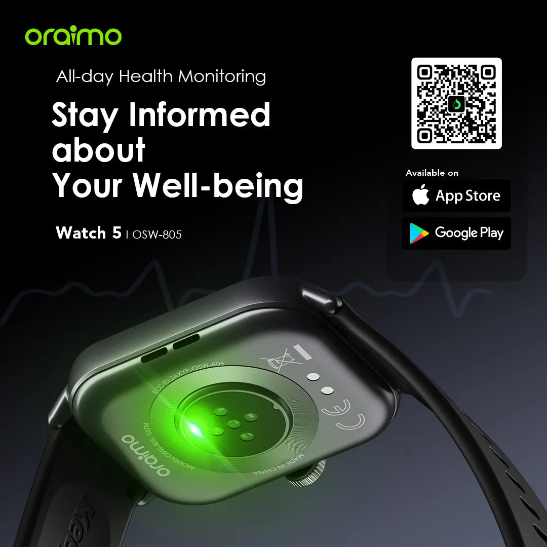 Oraimo Smart Watch 5 with 2.01″ HD Display -OSW-805
