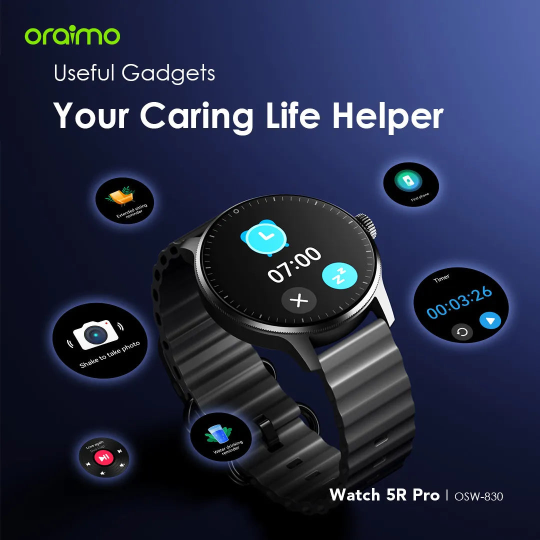 Oraimo Watch 5R Pro 1.43″ AMOLED 2.5D Smart Watch – OSW-830