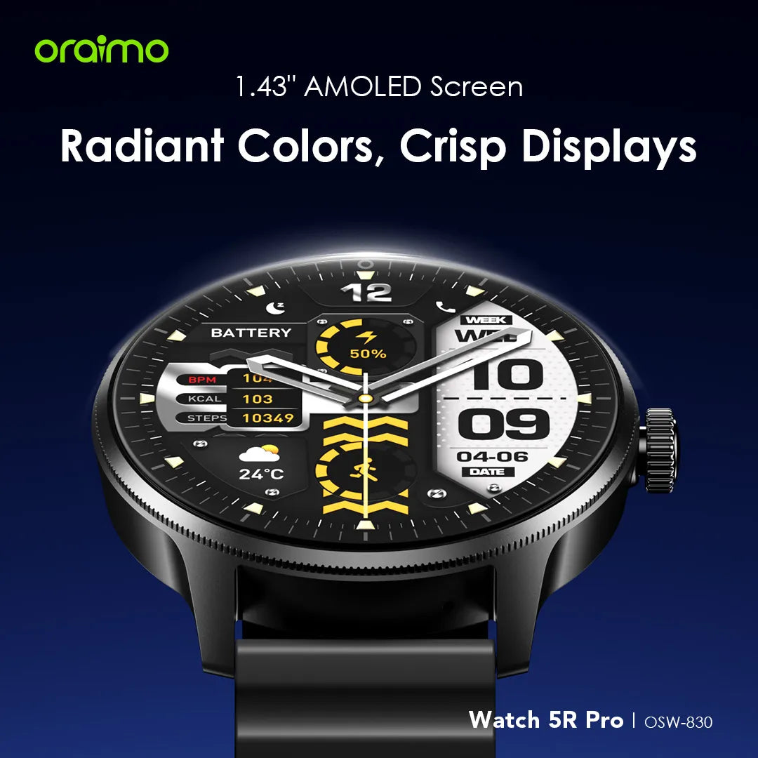 Oraimo Watch 5R Pro 1.43″ AMOLED 2.5D Smart Watch – OSW-830