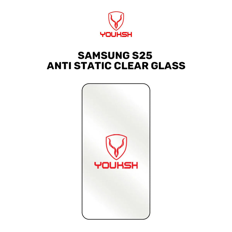 Youksh Samsung Galaxy S25 Anti-Static Clear Tempered Glass Screen Protector