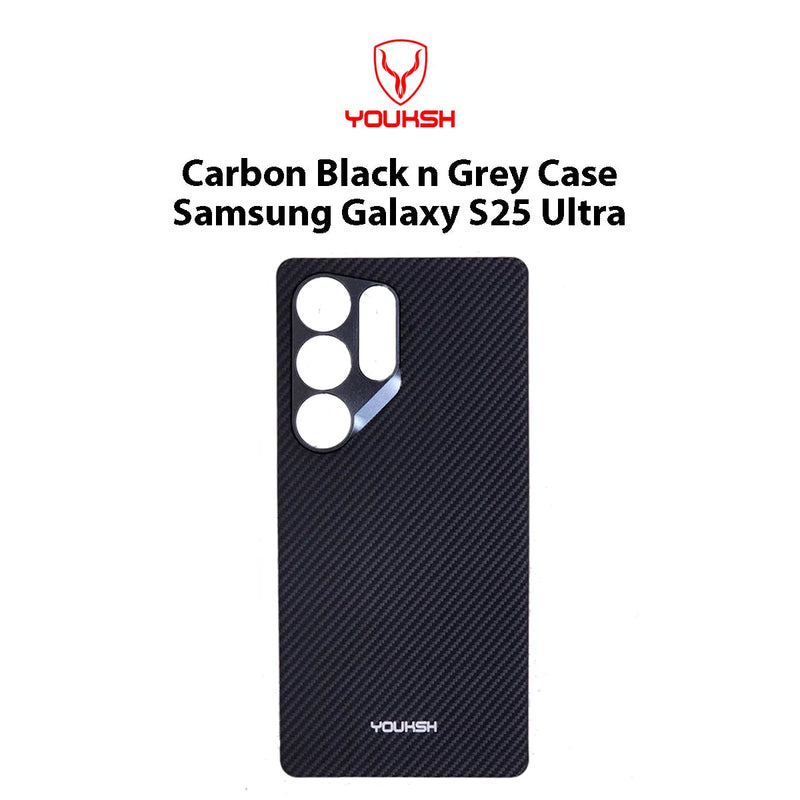 Youksh Carbon Black & Grey Protective Case for Samsung Galaxy S25 Ultra