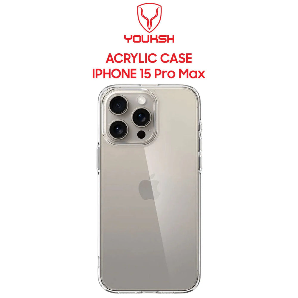 Youksh iPhone 15 Pro Max Acrylic Clear Shockproof Case