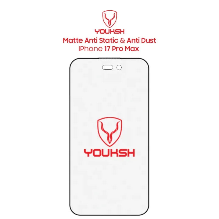 YOUKSH Apple IPhone 17 Pro Max Matte Anti Static Glass Protector - View 1 | TechAndExperts