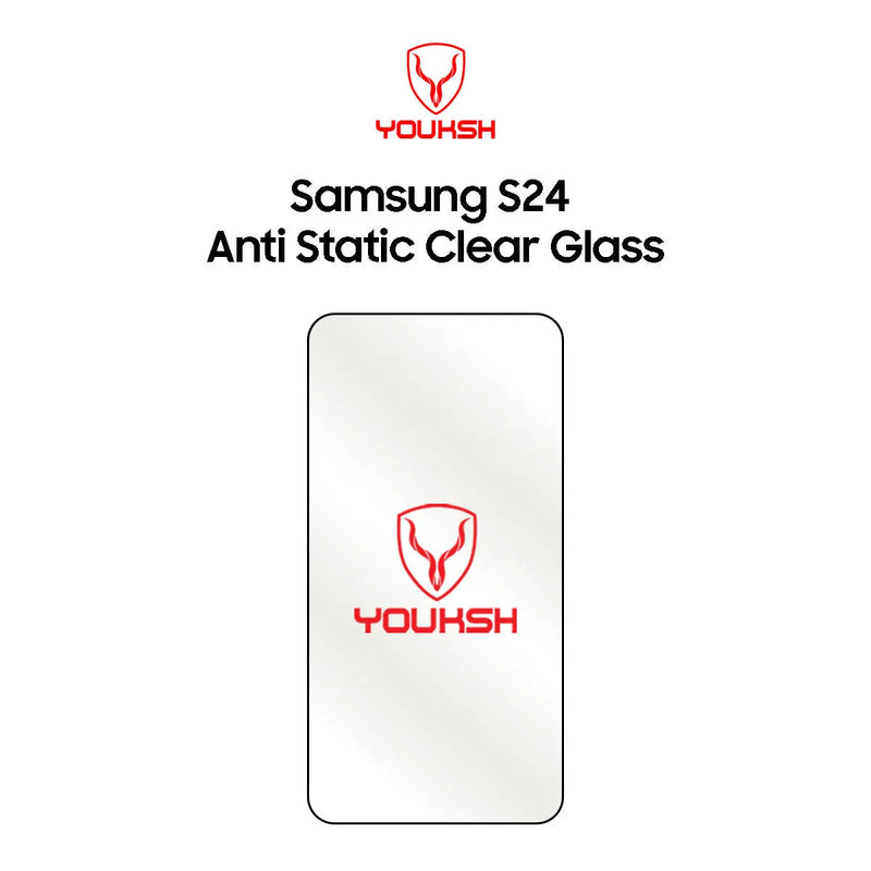 Youksh Samsung Galaxy S24 Anti Static Clear Tempered Glass Protector