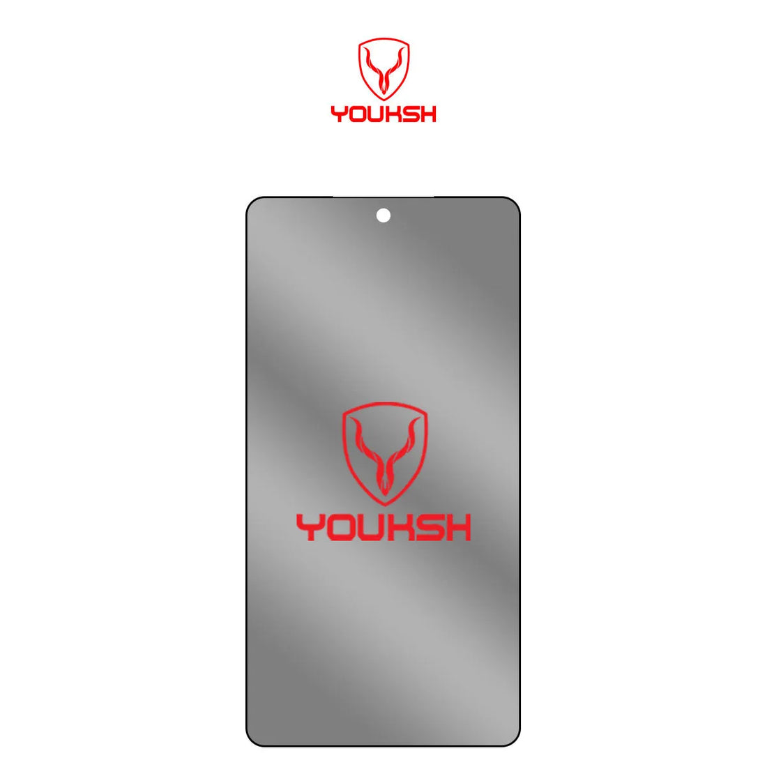 Privacy tempered-glass protector aligned over a smartphone display
