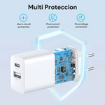 1Hora 20W USB C Charger 2 in 1, Dual-Port USB A+C Fast Charging Wall Charger GAR162