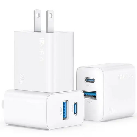 1Hora Fast Charger Type-C & USB-A Ports 20W with 1m Type-C to Type-C Gar 162