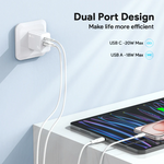 1Hora Fast Charger Type-C & USB-A Ports 20W with 1m Type-C to Type-C Gar 162
