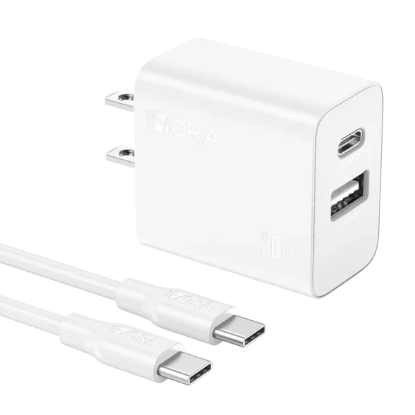 1Hora 20W USB C Charger 2 in 1, Dual-Port USB A+C Fast Charging Wall Charger GAR162