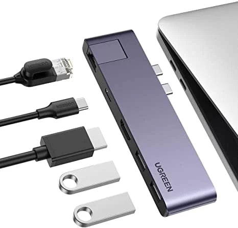 UGREEN DUAL USB-C TO 2 USB + HDMI + LAN MULTIFUNCTIN ADAPTER-50984