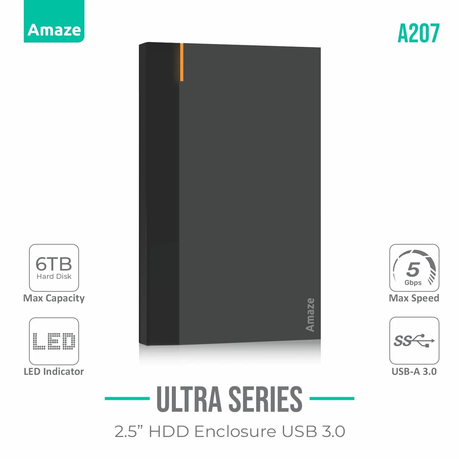 Amaze A207 Ultra Series 2.5″ USB 3.0 HDD Case