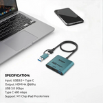 Amaze A315 Type C + USB to 3 in 1 Hub – Black