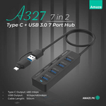 Amaze A327 Type C + USB 3.0 7 Port Hub – Black