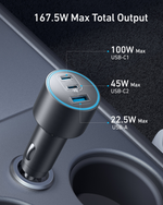 Anker Nano Car Charger (167.5W, 3 Ports) – A2737