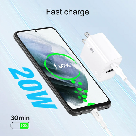 1Hora Fast Charger Type-C & USB-A Ports 20W with 1m Type-C to Type-C Gar 162