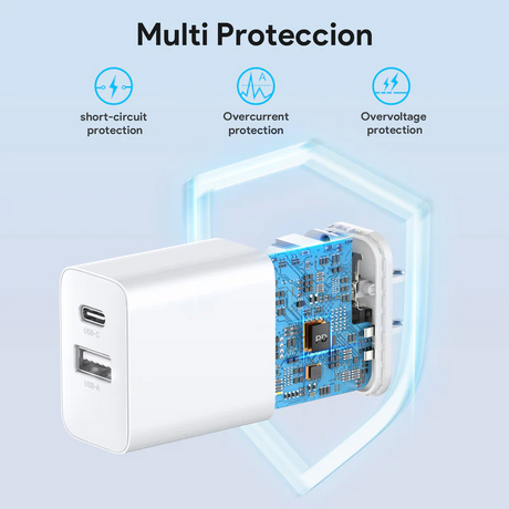 1Hora Fast Charger Type-C & USB-A Ports 20W with 1m Type-C to Type-C Gar 162