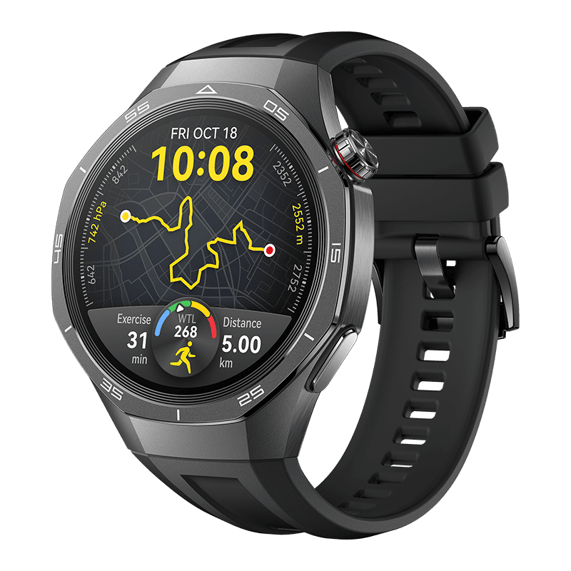 Huawei Watch GT 5 Pro 46 mm smartwatch with black strap and AMOLED display