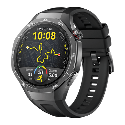 Huawei Watch GT 5 Pro 46 mm smartwatch with black strap and AMOLED display