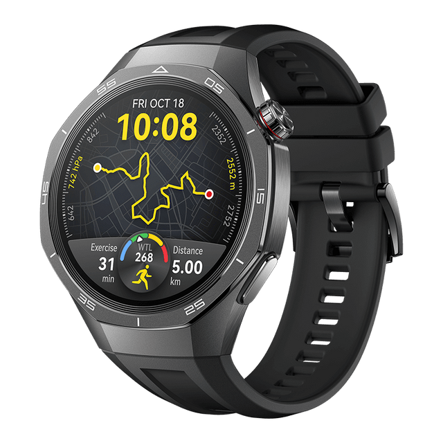 Huawei Watch GT 5 Pro 46 mm smartwatch with black strap and AMOLED display