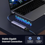 Ugreen 60554 Usb 3.0 To Ethernet Adapter 5 In 1 Multiport Hub