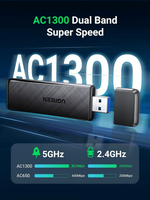 UGREEN AC1300 USB WiFi Adapter 5G 2.4G Dual Band USB 3.0 WiFi Dongle for Desktop PC – 50340