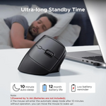 UGREEN Ergonomic Mouse Wireless Bluetooth Vertical Mouse Dual Mode (BT 5.4 & USB 2.4G) – 65042