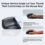 UGREEN Ergonomic Mouse Wireless Bluetooth Vertical Mouse Dual Mode (BT 5.4 & USB 2.4G) – 65042