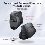 UGREEN Ergonomic Mouse Wireless Bluetooth Vertical Mouse Dual Mode (BT 5.4 & USB 2.4G) – 65042