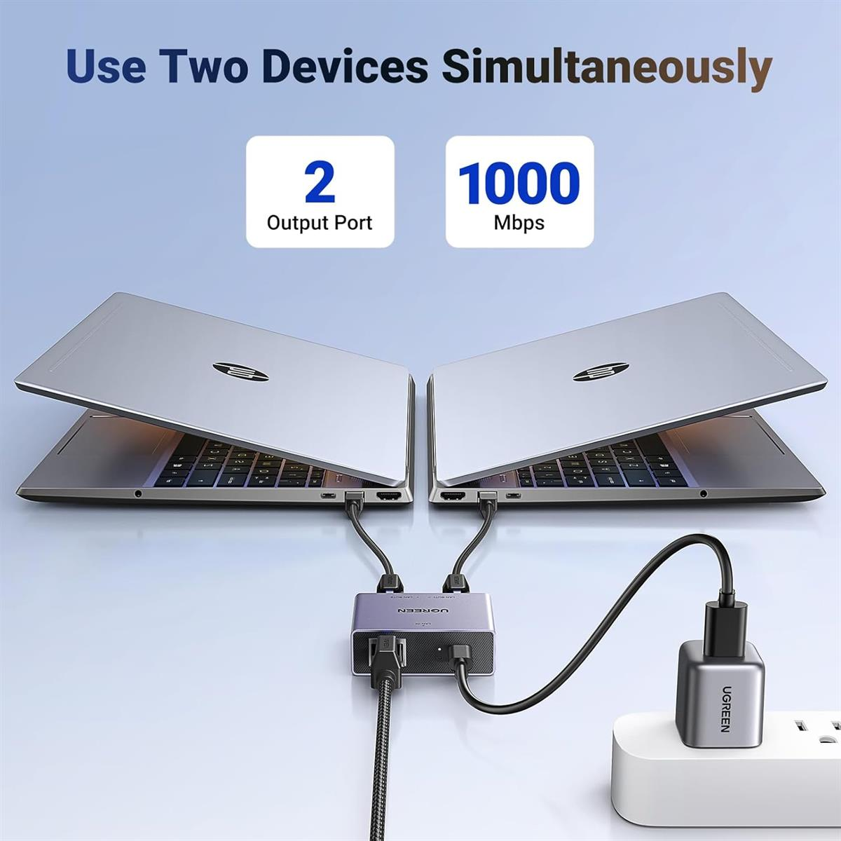 Ugreen 1 to 2 1000Mbps LAN Splitter – 45311
