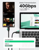 Ugreen 30389 Thunderbolt 4 USB-C to USB-C Cable 100W 40Gbps 0.8 Meter