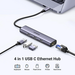 Ugreen 60600 Usb C To 3 Port Usb 3.0 Hub with Gigabit Ethernet
