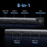 Ugreen 8 IN 1 Usb C Hub with Dual Hdmi 4K 60Hz Vga DisplayPort DP 100W – 35588
