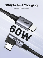 Ugreen Angled USB TYPE-C TO USB-C Cable 60w 3m – 80714