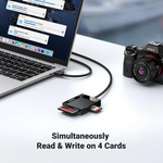 Ugreen SD Card Reader USB 3.0 Card Hub Adapter 5Gbps Read 4 Cards Simultaneously – 30333