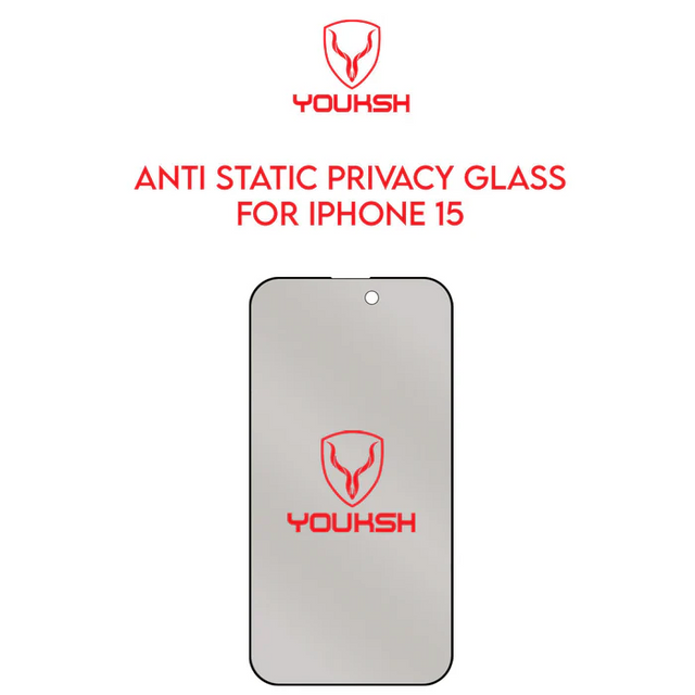YOUKSH iPhone 15 (6.1) Privacy Glass Protector