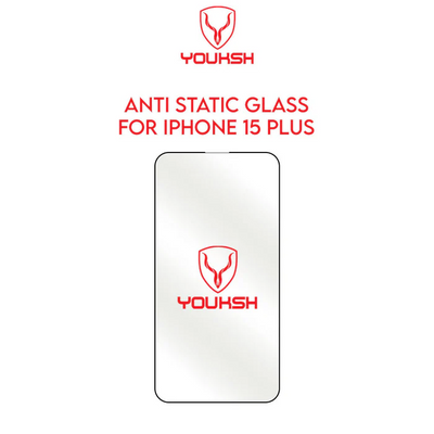 Youksh Anti-Static Tempered Glass Screen Protector for Apple iPhone 15 Plus