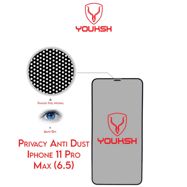 Youksh iPhone 11 Pro Max Privacy Anti-Dust Glass Protector