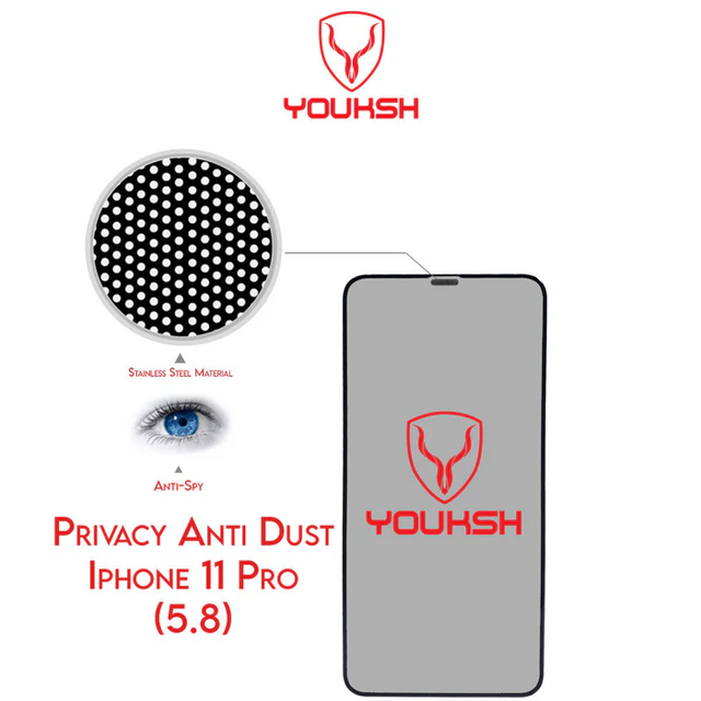 Youksh iPhone 11 Pro Privacy Tempered Glass